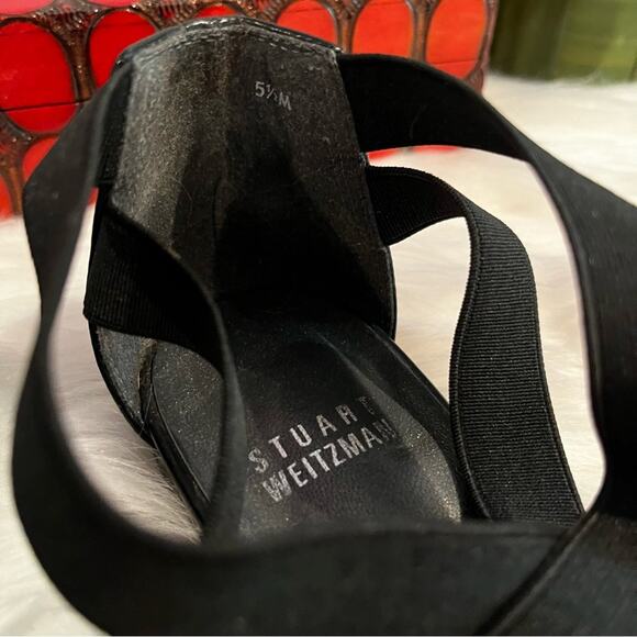NEW Stuart Weitzman Crisscrossed Strap Ankle Flat Sandals Black Sz 5.5 NWOB - Picture 11 of 14